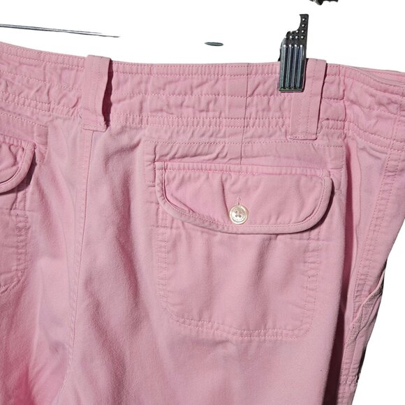 Lauren Pink Cargo Pants Womens Size 14 P Relaxed Fit Cotton Blend With Button De - Picture 8 of 10